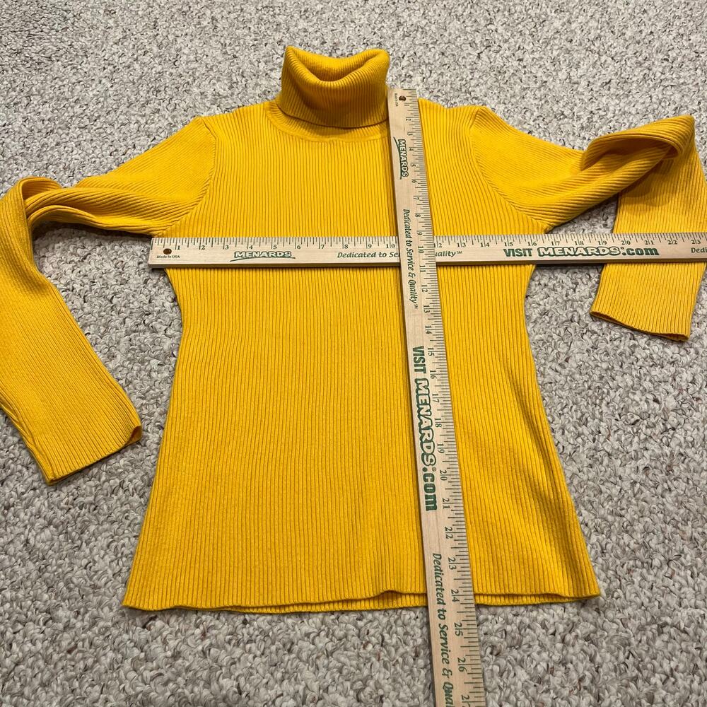 Nine Bull Ribbed Turtleneck Long Sleeve Sweater Sz L Yellow Classic Casual - Picture 4 of 7